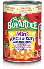 Chef Boyardee Mini ABC's and 123's with Meatballs, 15 oz, 4 Pack