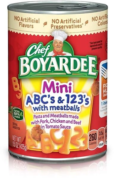 Chef Boyardee Mini ABC's and 123's with Meatballs, 15 oz, 4 Pack