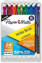 Paper Mate Mechanical Pencils 0.7mm, Write Bros. Classic Number 2, 24 Count