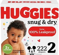 Huggies Size 2 Diapers, Snug & Dry, 222 Count (3 Packs of 74)