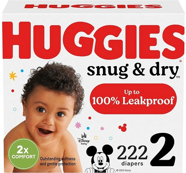 Huggies Size 2 Diapers, Snug & Dry, 222 Count (3 Packs of 74)