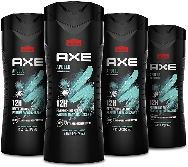 AXE Body Wash Apollo Men's Body Wash, Sage & Cedarwood, 16 oz, 4 Count