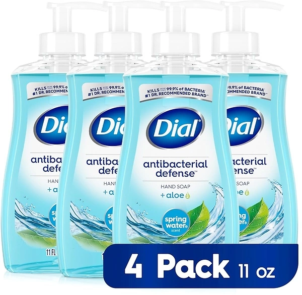 Dial Antibacterial Liquid Hand Soap, Spring Water, 11 fl oz (Pack of 4)