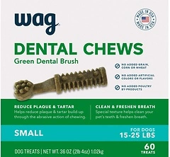 Amazon Wag Dental Dog Treats, Clean Teeth & Freshen Breath, Small, 60 Count