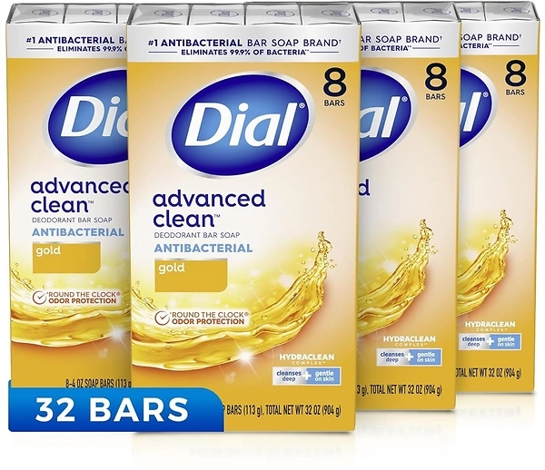Dial Antibacterial Bar Soap, Gold, 8 Count (Pack of 4)