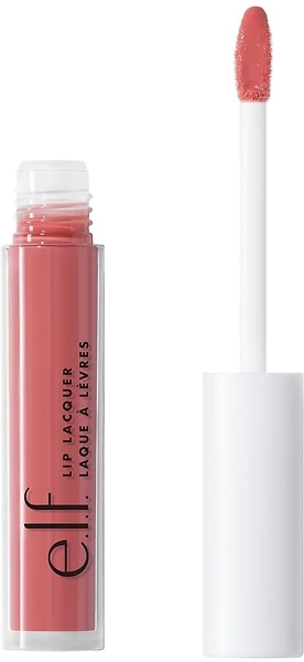 e.l.f. Lip Lacquer, Moisturizing, Shiny, Non-Sticky & Long Lasting, Provides Maximum Color & Glides On, Vegan & Cruelty-Free, Wild Rose, 0.08 Fl Oz