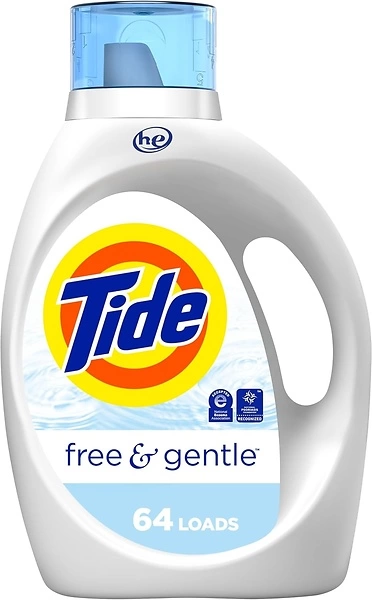 Tide Free & Gentle Liquid Laundry Detergent, Unscented, Hypoallergenic, 84 fl oz