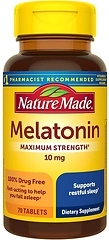 Nature Made Melatonin 10mg Maximum Strength Tablets, Drug Free Sleep Aid, 70 Count