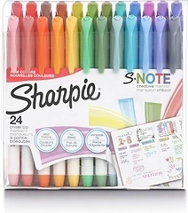 SHARPIE S-Note Creative Markers, Pastel Highlighters, Chisel Tip, 24 Count