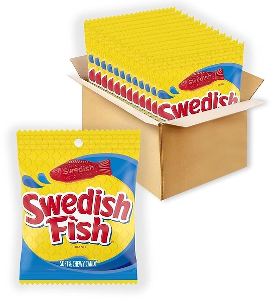 SWEDISH FISH Soft & Chewy Candy, Bulk Candy, 12 - 3.6 oz Bags