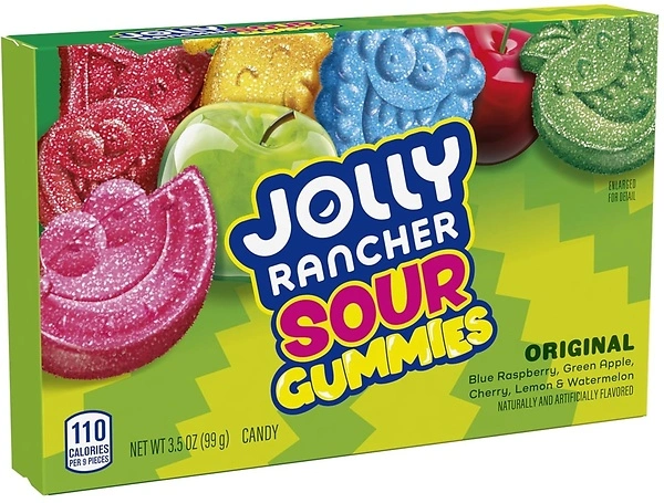 JOLLY RANCHER Sour Gummies Assorted Fruit Flavored Candy Box, 3.5 oz