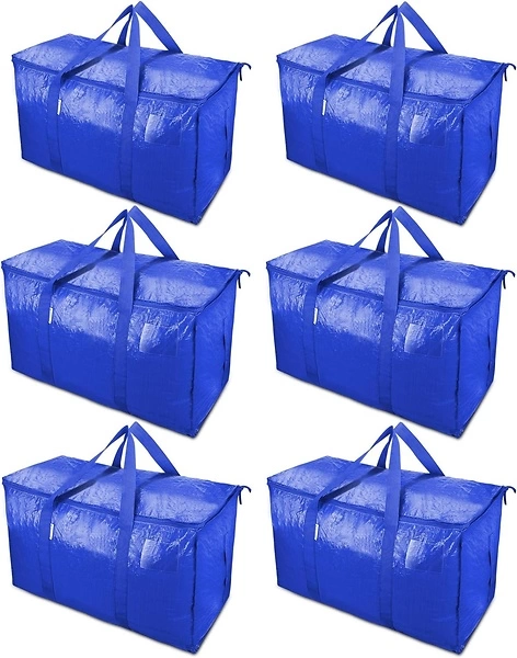 TICONN 6 Pack Extra Large Moving Bags with Zippers, Heavy-Duty Storage Totes