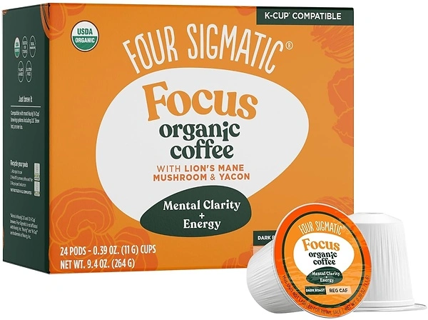 Four Sigmatic Mushroom Coffee K-Cups, Organic Dark Roast with Lion's Mane, 24 Count