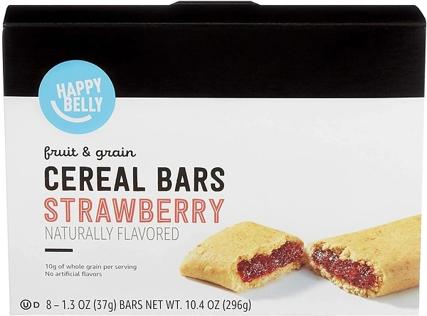 Happy Belly Fruit & Grain Cereal Bars, Strawberry, 1.03 Oz, 8 Count