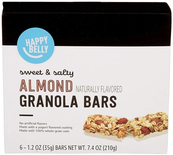 Amazon Brand - Happy Belly Sweet & Salty, Almond Granola Bars, 1.2 Oz, 6 Count