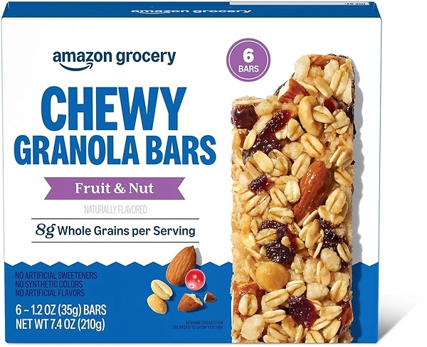 Amazon Grocery Fruit & Nut Chewy Granola Bars, 7.4 Oz, 6 Ct