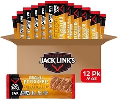 Jack Link's Meat Strips, Rotisserie Chicken, 12 Count – Great Protein Bar, 8g of Protein and 70 Calories, Made with Premium Chicken, Gluten Free, No a...
