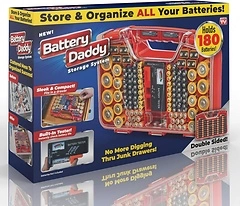 Ontel Battery Daddy, Battery Organizer Storage Case with Tester, Stores 180 Batteries