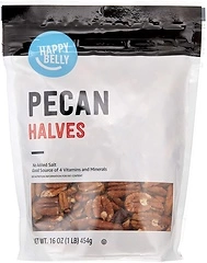 Amazon Brand - Happy Belly Pecan Halves, No Added Salt, 16 ounce