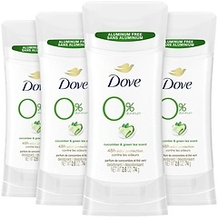 Dove Deodorant Stick, Cucumber and Green Tea, 4 Count, 2.6 oz Each