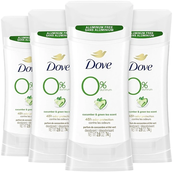 Dove Deodorant Stick, Cucumber and Green Tea, 4 Count, 2.6 oz Each