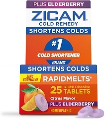 Zicam Cold Remedy Zinc RapidMelts, Elderberry Citrus Flavor, 25 Count