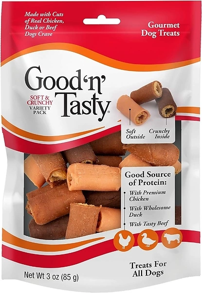 Good N' Tasty Soft & Crunchy Rolls, Gourmet Dog Treats with Real Chicken
