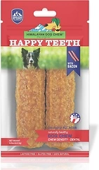 Himalayan Dog Chew Happy Teeth Yak Cheese Dental Chews, Bacon Flavor, 2 Chews