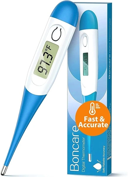 Boncare 10 Seconds Oral Thermometer for Adults and Kids with Fever Alarm