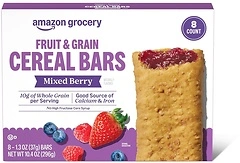 Amazon Grocery Mixed Berry Fruit & Grain Cereal Bar, 1.3 Oz, 8 Ct