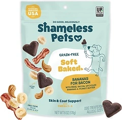 Shameless Pets Soft-Baked Dog Treats, Bananas for Bacon, Omega 3 & 6, 1-Pack