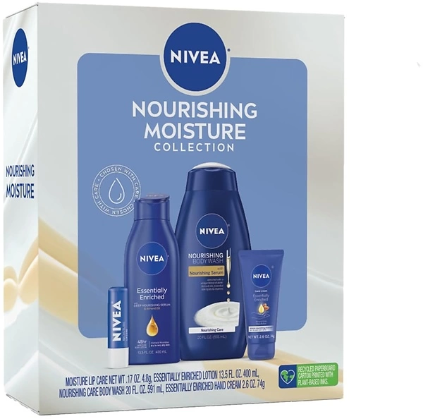 NIVEA Nourishing Moisture Collection Skin Care Set: Body Wash, Lotion, Hand Cream