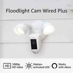 Ring Floodlight Cam Wired Plus, Motion-Activated 1080p HD Video, White