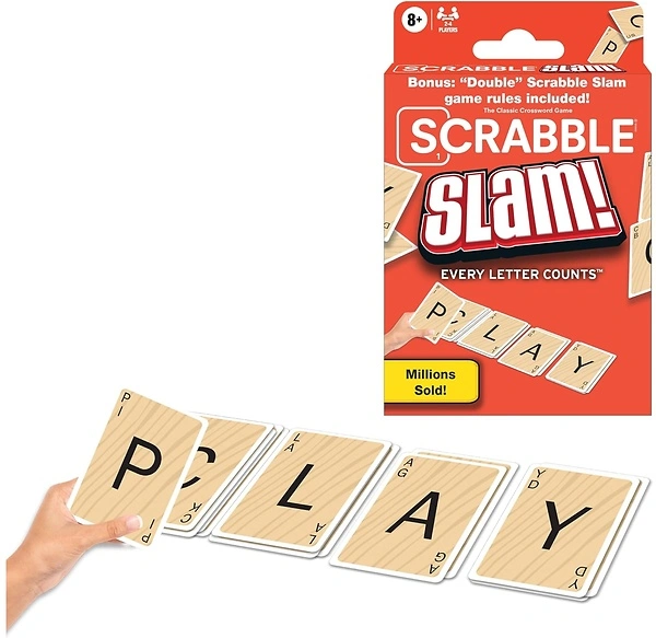 Scrabble Slam Card Game, Fast-Paced Version of Scrabble, 2 to 4 Players, Ages 8+