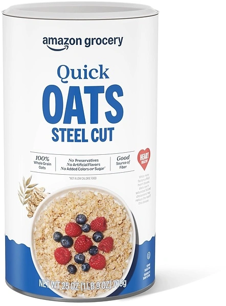 Amazon Grocery, Steel Cut Quick Oats, 25 Oz