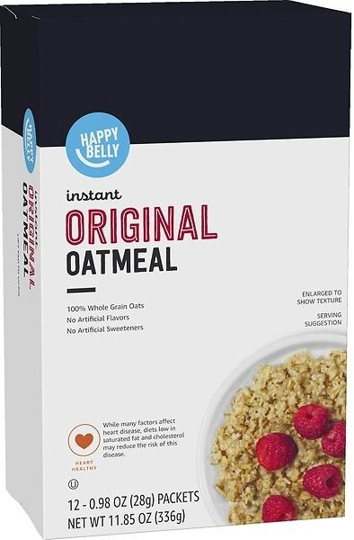 Amazon Brand - Happy Belly Instant Oatmeal, Original, 11.85 ounce