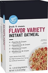 Happy Belly Instant Oatmeal, Fruit & Cream Variety Pack, 1.23 oz, 10 Count