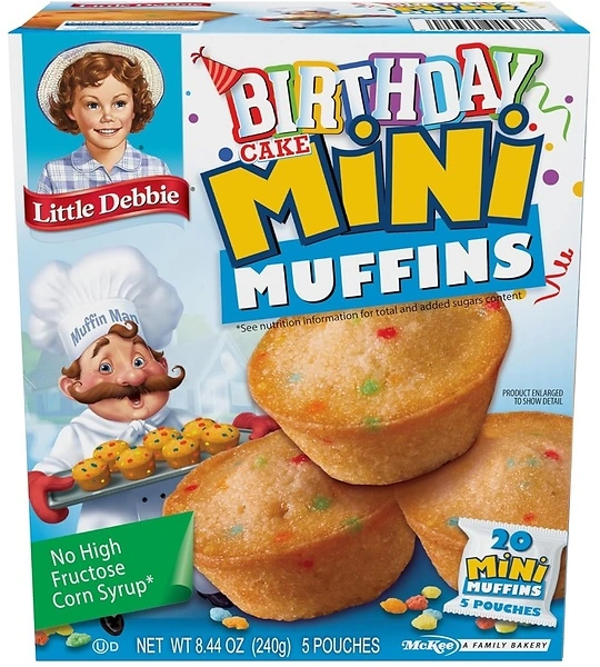 Little Debbie Birthday Cake Mini Muffins, 5 Pouches, 8.44 OZ Box