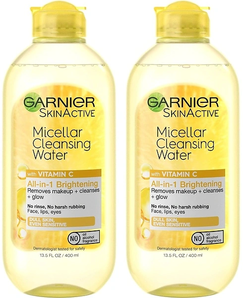 Garnier Micellar Water with Vitamin C, Facial Cleanser & Makeup Remover, 2 Count