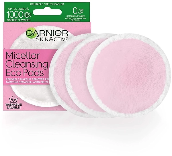 Garnier SkinActive Micellar Cleansing Eco Pads, Reusable, 3 Microfiber Pads