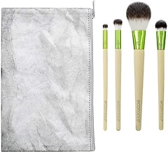 EcoTools Vibes Kit Makeup Brush Gift Set with Travel Brush Bag For Power, Foundation and Concealer