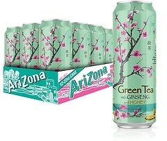 AriZona Green Tea with Ginseng and Honey - Big Can, 22 Fl Oz (Pack of 12)