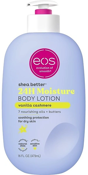 eos Shea Better Body Lotion Vanilla Cashmere, 16 fl oz, 24-Hour Moisture