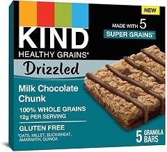 KIND Healthy Grains Bars Drizzled, Milk Chocolate Chunk, Gluten Free, 1.2 Oz, (8 Pack), 40 Count