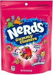 NERDS Gummy Clusters, Candy, Rainbow, Crunchy and Gummy, 8 oz