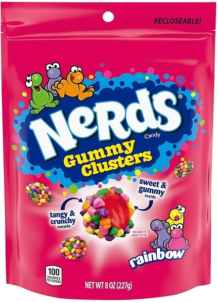 NERDS Gummy Clusters, Candy, Rainbow, Crunchy and Gummy, 8 oz