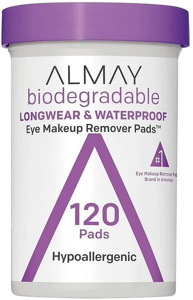 Almay Biodegradable Makeup Remover Pads, Longwear & Waterproof, 120 Count
