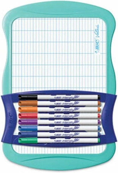 BIC Intensity Dry Erase Kit, 9 Markers and 1 Dual-Sided Dry Erase Board, Assorted