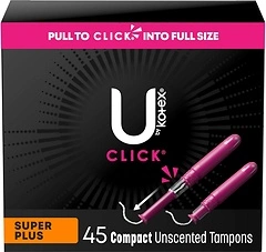 U by Kotex Tampons, Click Compact, Super Plus Absorbency, Unscented, 45 Count