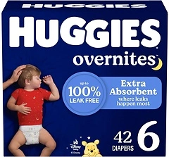 Huggies Overnites Size 6 Overnight Diapers (35+ lbs), 42 Ct